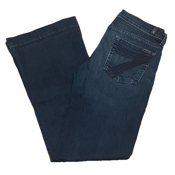 7 For All Mankind Dojo Jeans Women's Size 29 x 31.5 Y2K Mid Rise Flared Wide Leg - Picture 1 of 11